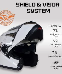 Heated Jackets Milwaukee Helmets MPH9807DOT'Ionized' Gloss White Modular Helmet With MP7922FMSET Heated Balaclava Bundle