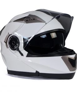 Riding Gear Milwaukee Helmets MPH9807DOT'Ionized' Gloss White Advanced Motorcycle Modular Helmet With Drop Down Visor