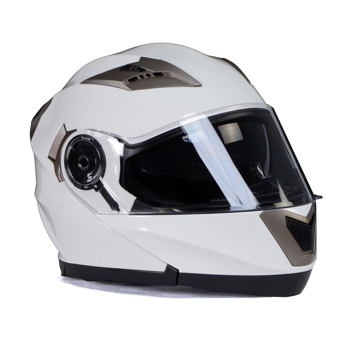 Riding Gear Milwaukee Helmets MPH9807DOT 'Ionized' Gloss White Advanced Motorcycle Modular Helmet With Drop Down Visor