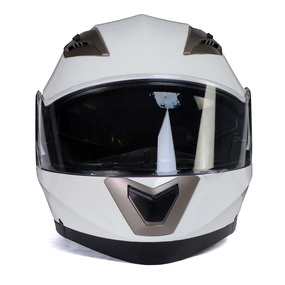 Riding Gear Milwaukee Helmets MPH9807DOT 'Ionized' Gloss White Advanced Motorcycle Modular Helmet With Drop Down Visor