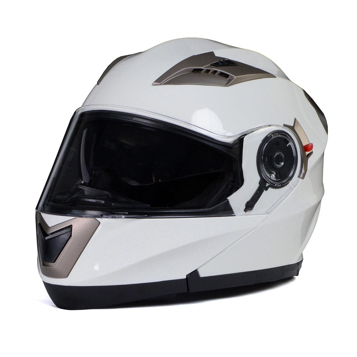 Riding Gear Milwaukee Helmets MPH9807DOT 'Ionized' Gloss White Advanced Motorcycle Modular Helmet With Drop Down Visor