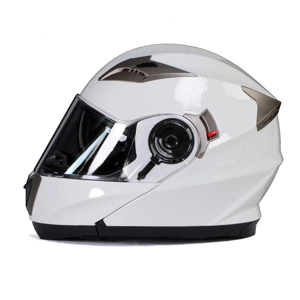 Riding Gear Milwaukee Helmets MPH9807DOT 'Ionized' Gloss White Advanced Motorcycle Modular Helmet With Drop Down Visor