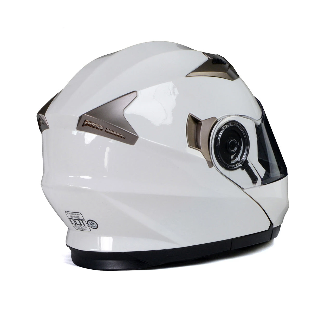 Riding Gear Milwaukee Helmets MPH9807DOT 'Ionized' Gloss White Advanced Motorcycle Modular Helmet With Drop Down Visor