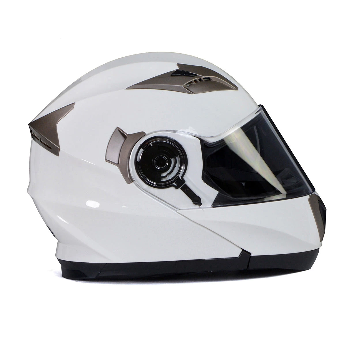 Riding Gear Milwaukee Helmets MPH9807DOT 'Ionized' Gloss White Advanced Motorcycle Modular Helmet With Drop Down Visor