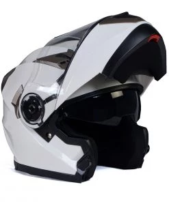 Riding Gear Milwaukee Helmets MPH9807DOT 'Ionized' Gloss White Advanced Motorcycle Modular Helmet With Drop Down Visor