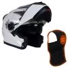 Heated Jackets Milwaukee Helmets MPH9807DOT 'Ionized' Gloss White Modular Helmet With MP7922FMSET Heated Balaclava Bundle