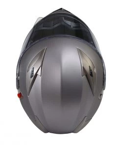 Milwaukee Helmets MPH9808DOT'Ionized' Silver Advanced Motorcycle Modular Helmet With Drop Down Visor