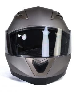 Milwaukee Helmets MPH9808DOT'Ionized' Silver Advanced Motorcycle Modular Helmet With Drop Down Visor