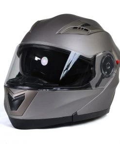 Milwaukee Helmets MPH9808DOT'Ionized' Silver Advanced Motorcycle Modular Helmet With Drop Down Visor