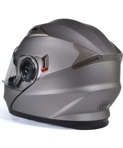 Milwaukee Helmets MPH9808DOT'Ionized' Silver Advanced Motorcycle Modular Helmet With Drop Down Visor