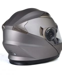 Milwaukee Helmets MPH9808DOT'Ionized' Silver Advanced Motorcycle Modular Helmet With Drop Down Visor
