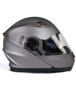 Milwaukee Helmets MPH9808DOT'Ionized' Silver Advanced Motorcycle Modular Helmet With Drop Down Visor