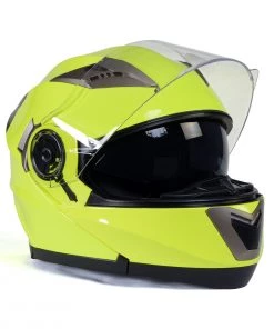 Milwaukee Helmets MPH9809DOT'Ionized' Neon Yellow Advanced Motorcycle Modular Helmet With Drop Down Visor Riding Gear