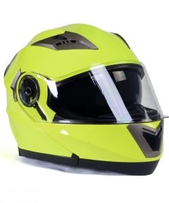 Milwaukee Helmets MPH9809DOT'Ionized' Neon Yellow Advanced Motorcycle Modular Helmet With Drop Down Visor Riding Gear