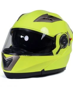Milwaukee Helmets MPH9809DOT'Ionized' Neon Yellow Advanced Motorcycle Modular Helmet With Drop Down Visor Riding Gear