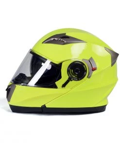 Milwaukee Helmets MPH9809DOT'Ionized' Neon Yellow Advanced Motorcycle Modular Helmet With Drop Down Visor Riding Gear
