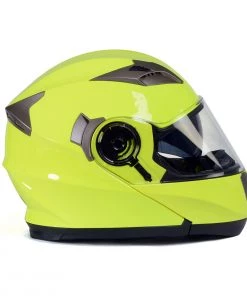 Milwaukee Helmets MPH9809DOT'Ionized' Neon Yellow Advanced Motorcycle Modular Helmet With Drop Down Visor Riding Gear