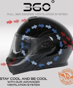 Milwaukee Helmets MPH9813DOT Gloss Black'Menace' Advanced Motorcycle Modular Helmet With Drop Down Visor Riding Gear