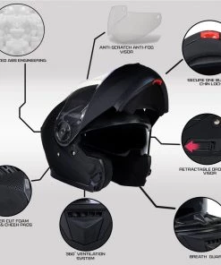 Heated Jackets Milwaukee Helmets MPH9814DOT'Breeze' Flat Black Modular Helmet With MP7922FMSET Heated Balaclava Bundle