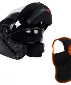 Milwaukee Helmets MPH9815DOT 'Breeze' Gloss Black Modular Helmet With MP7922FMSET Heated Balaclava Bundle Heated Jackets