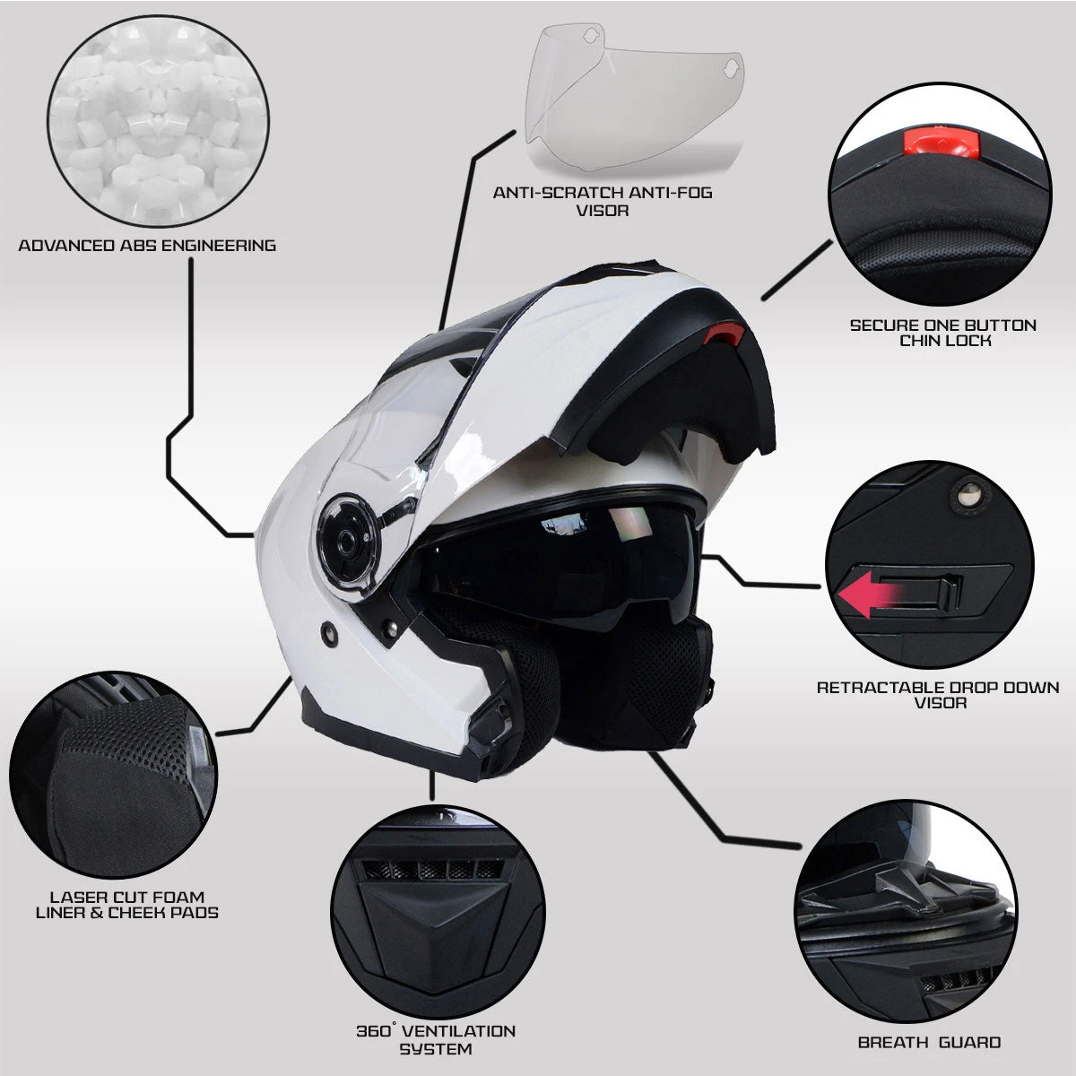 Milwaukee Helmets MPH9816DOT 'Breeze' White Modular Helmet With MP7922FMSET Heated Balaclava Bundle Heated Jackets