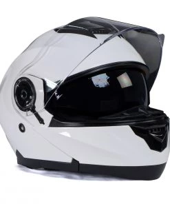 Milwaukee Helmets MPH9816DOT'Breeze' White Advanced Motorcycle Modular Helmet With Drop Down Visor