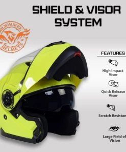 Milwaukee Helmets MPH9819DOT'Breeze' Green Advanced Motorcycle Modular Helmet With Drop Down Visor