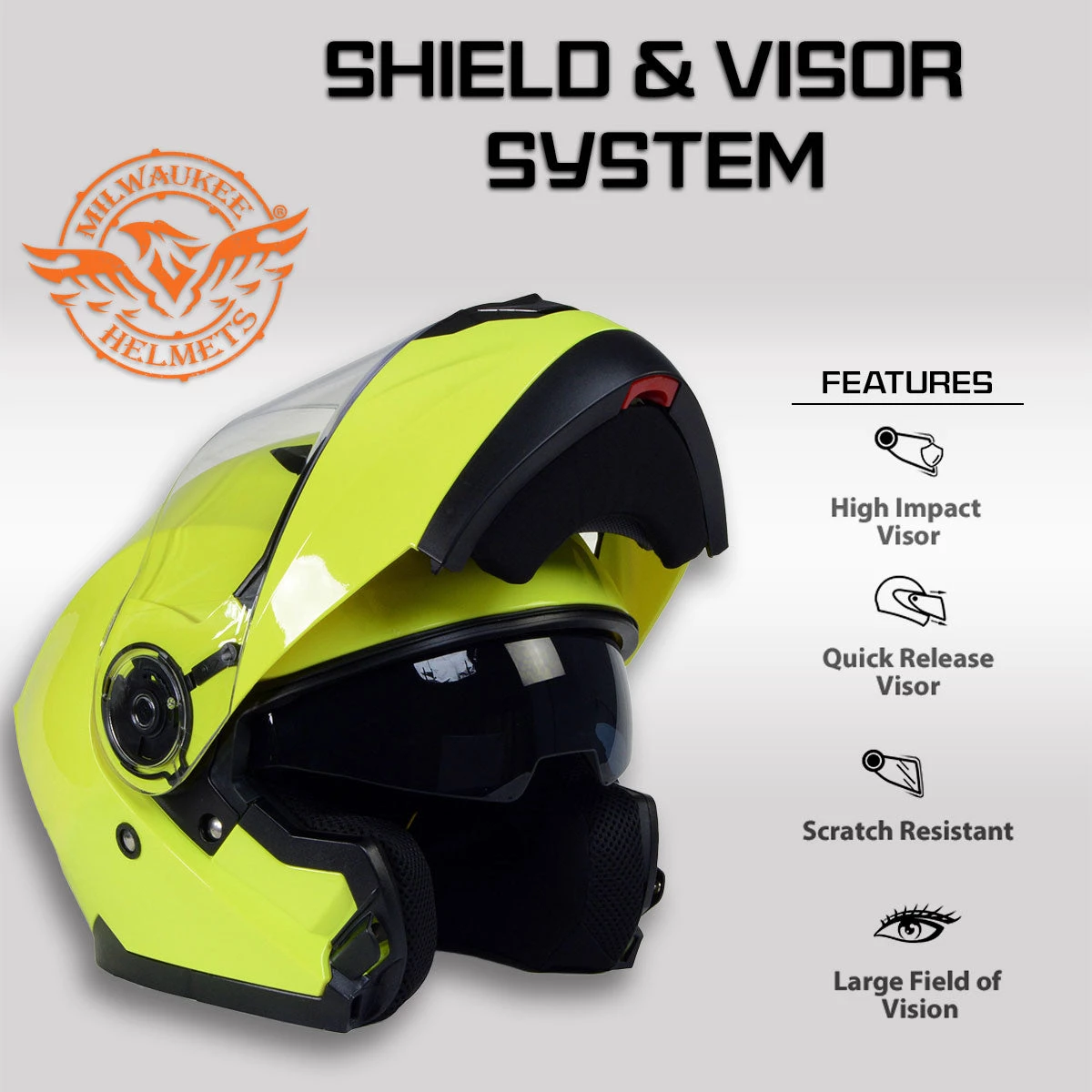 Milwaukee Helmets MPH9819DOT 'Breeze' Green Advanced Motorcycle Modular Helmet With Drop Down Visor