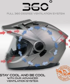 Milwaukee Helmets MPH9822DOT Silver'Ominous' Dual Sport Advanced Motorcycle Modular Helmet Riding Gear