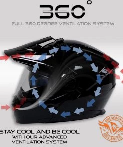 Milwaukee Helmets MPH9821DOT Gloss Black'Ominous' Dual Sport Advanced Motorcycle Modular Helmet