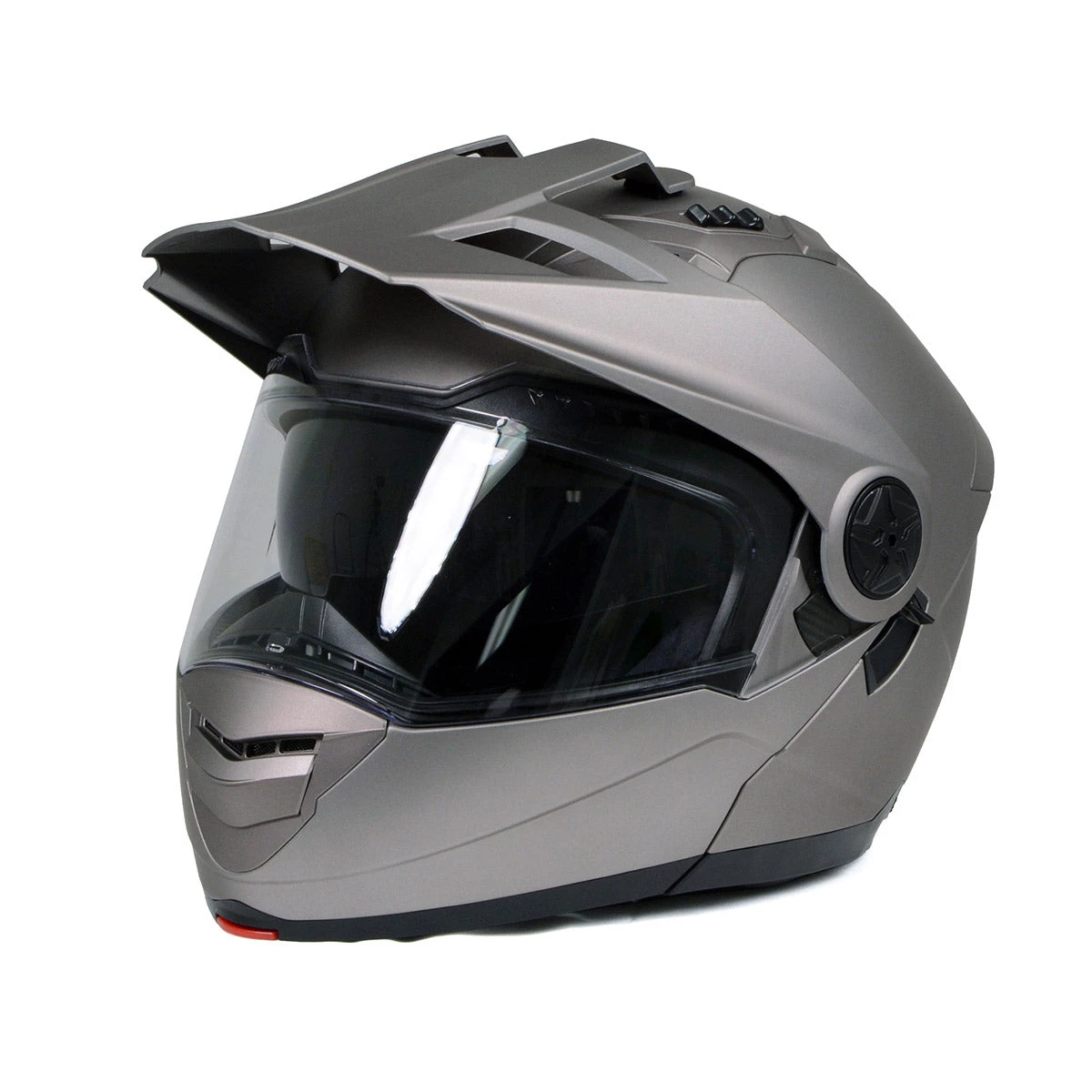 Milwaukee Helmets MPH9822DOT Silver 'Ominous' Dual Sport Advanced Motorcycle Modular Helmet Riding Gear