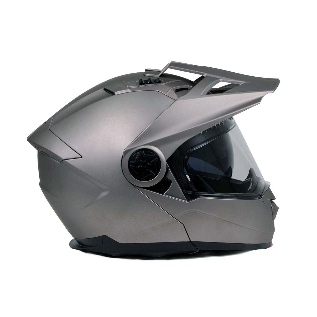 Milwaukee Helmets MPH9822DOT Silver 'Ominous' Dual Sport Advanced Motorcycle Modular Helmet Riding Gear