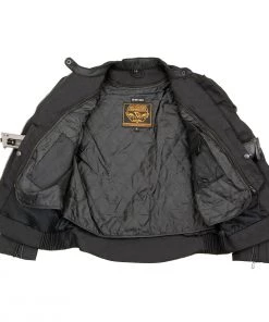 Motorcycle Jackets Milwaukee Leather SH1954 Women's Black Textile Jacket With Stud And Wings Detailing