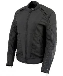 Motorcycle Jackets Milwaukee Leather SH1954 Women's Black Textile Jacket With Stud And Wings Detailing