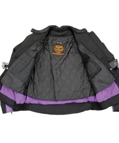 Milwaukee Leather MPL1954 Women's'Studded Wings' Black And Purple Textile Moto Jacket Motorcycle Jackets