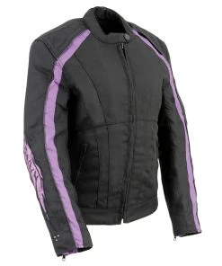 Milwaukee Leather MPL1954 Women's 'Studded Wings' Black And Purple Textile Moto Jacket Motorcycle Jackets