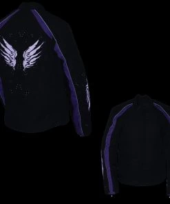 Milwaukee Leather MPL1954 Women's 'Studded Wings' Black And Purple Textile Moto Jacket Motorcycle Jackets
