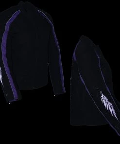 Milwaukee Leather MPL1954 Women's'Studded Wings' Black And Purple Textile Moto Jacket Motorcycle Jackets
