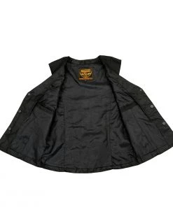 Vest With Patches Milwaukee Leather MPL1955 Ladies'Winged Embroidery' Black And Purple Textile Vest