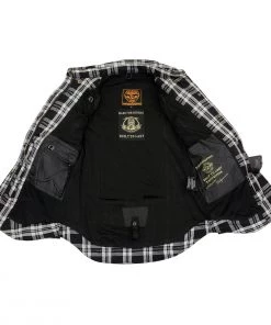 Milwaukee Leather MPL2600 Women's Black And White Armored Flannel Shirt With Kevlar Protection Armored Flannel Shirts