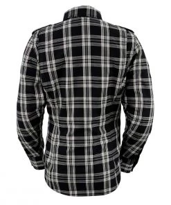 Milwaukee Leather MPL2600 Women's Black And White Armored Flannel Shirt With Kevlar Protection Armored Flannel Shirts
