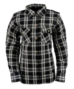 Milwaukee Leather MPL2600 Women's Black And White Armored Flannel Shirt With Kevlar Protection Armored Flannel Shirts