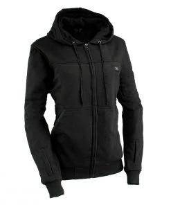 Nexgen Heat MPL2717DUAL Women's Black'Heated' Zipper Front Hoodie (Battery Pack Included) Motorcycle Jackets