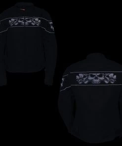 Milwaukee Leather MPL2730 Women's Black Crossover Textile Scooter Jacket With Reflective Skulls