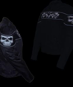 Milwaukee Leather MPL2730 Women's Black Crossover Textile Scooter Jacket With Reflective Skulls