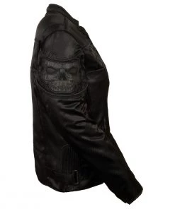 Milwaukee Leather MPL2730 Women's Black Crossover Textile Scooter Jacket With Reflective Skulls