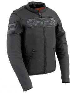 Milwaukee Leather MPL2730 Women's Black Crossover Textile Scooter Jacket With Reflective Skulls