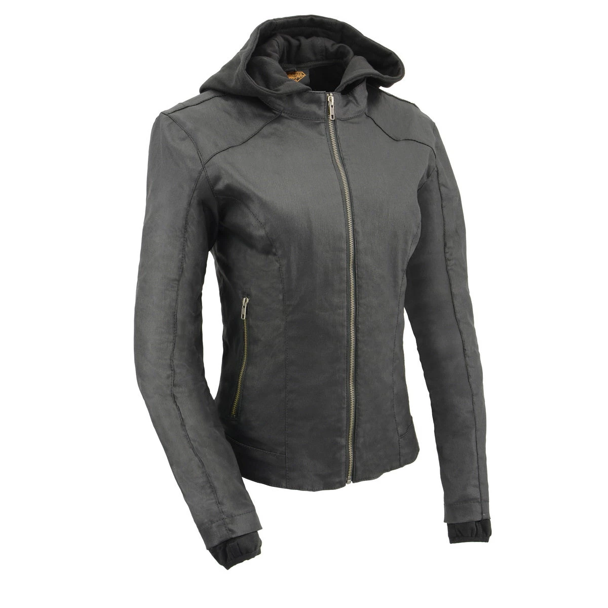 Milwaukee Leather MPL2745 Women's Black Zipper Front Jacket With Full Sleeve Removable Hoodie