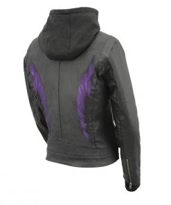 Milwaukee Leather MPL2746 Women's Lightweight Hoodie Textile Scuba Jacket With Purple Wings Motorcycle Jackets