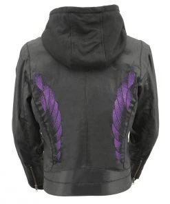 Milwaukee Leather MPL2746 Women's Lightweight Hoodie Textile Scuba Jacket With Purple Wings Motorcycle Jackets
